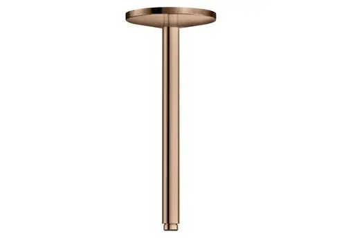 Axiom Deckenanschluss in Polished Red Gold, vertikale Bauform mit flacher Oberkante, geeignet für die Montage von Kopfbrausen.